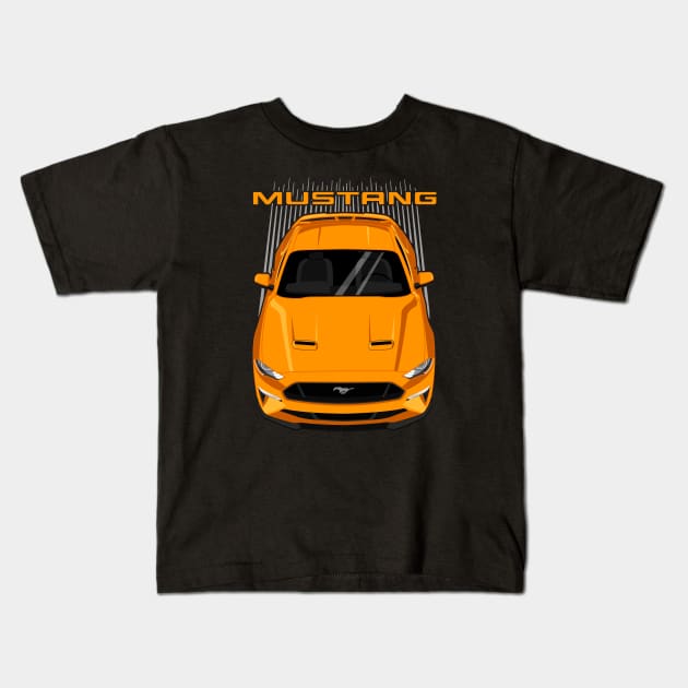 Mustang GT 2018 to 2019 - Orange Kids T-Shirt by V8social